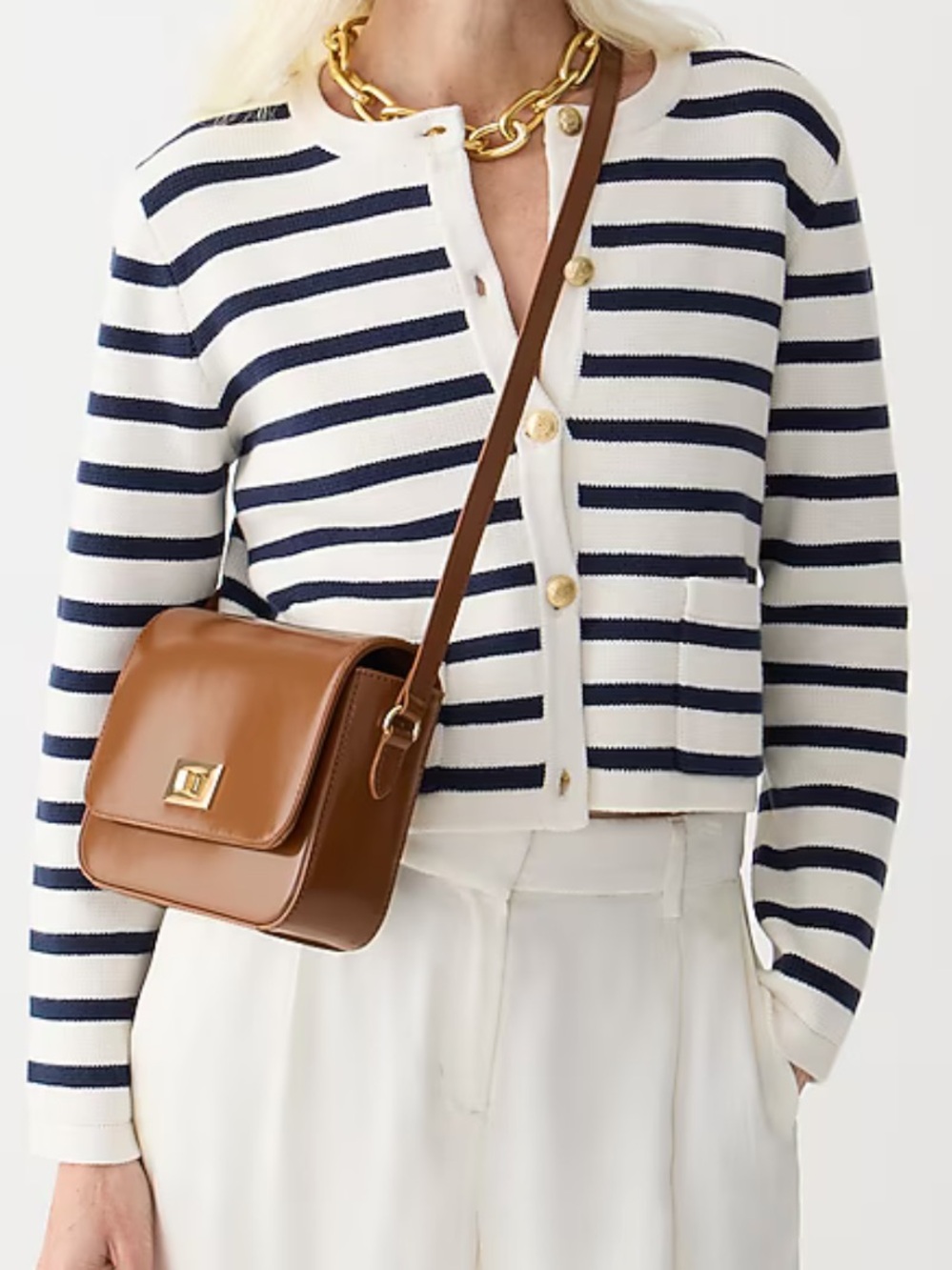 J. Crew RETAIL Emilie sweater lady jacket in navy stripe